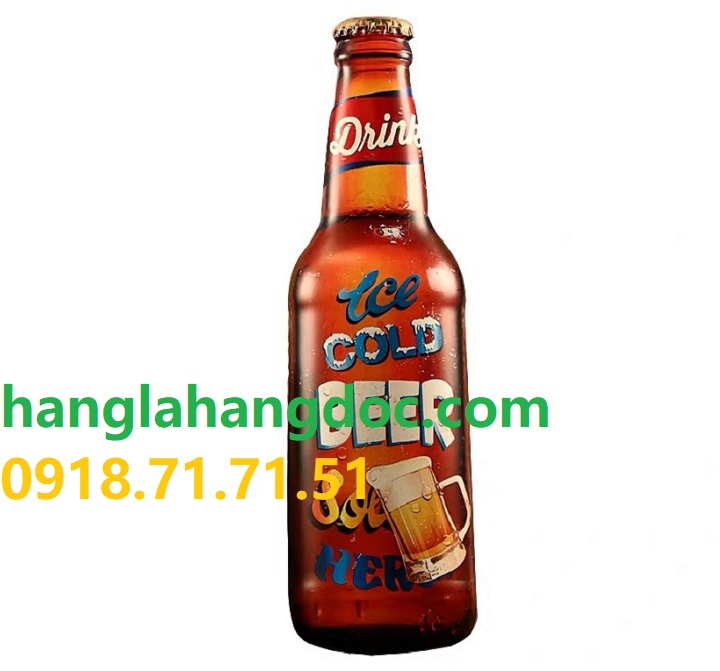 Chai bia sắt cao 45cm trang trí độc đáo cho tường quán beer, bar club