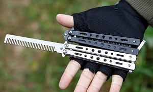 Dao bướm Balisong bằng thép, lưỡi lược tập quay độc đáo