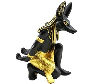 Giá rượu để bàn phong cách Ai Cập, thần Anubis mình người đầu chó