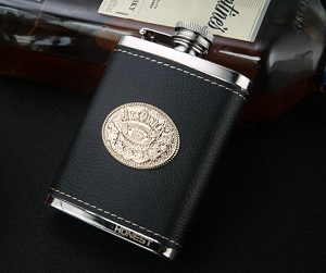 Bình rượu inox Honest 4oz (120ml), bọc da logo Jack Daniel's
