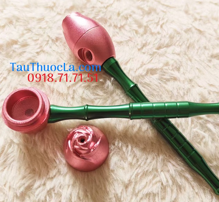 Tẩu pipe hoa hồng kim loại H2-38 hút thuốc lá sợi