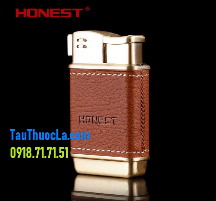 Hộp quẹt lửa xéo Honest BCZ-084 bọc da chuyên hút tẩu pipe