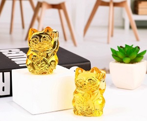 Mèo thần tài vẫy tài pha lê (cao 7cm) may mắn & tài lộc