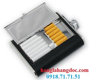 Bình inox bọc da bỏ túi 5oz (148ml) có ngăn đựng thuốc lá