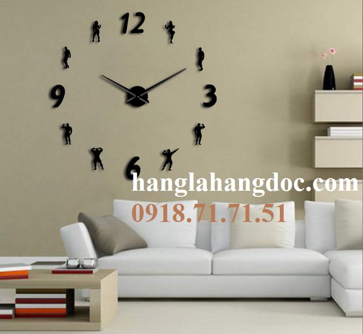 Đồng hồ dán tường v15 phong cách thể hình (3D gym style clock)