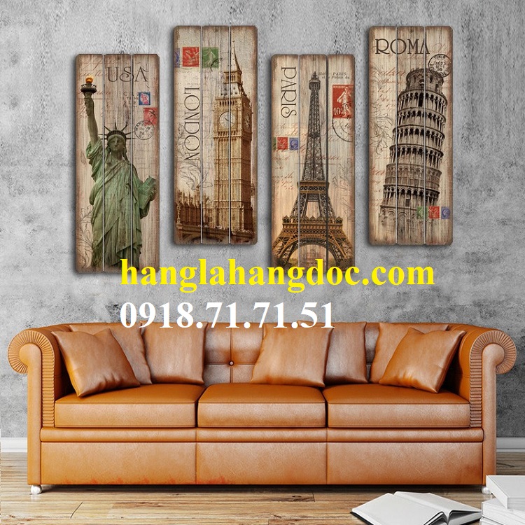 Tranh gỗ treo tường (30x80cm) phong cách châu Âu cổ điển
