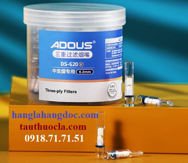 Tẩu lọc Adous Ds-620 điếu trung (555 bạc, SG bạc) 3 chế độ lọc (80 đầu/ hủ)