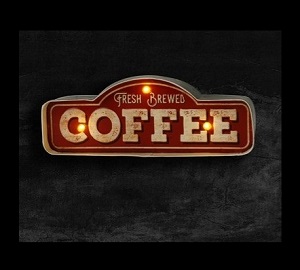 Bảng hộp đèn Fresh Brewed Coffee trang trí retro quán cafe sang trọng