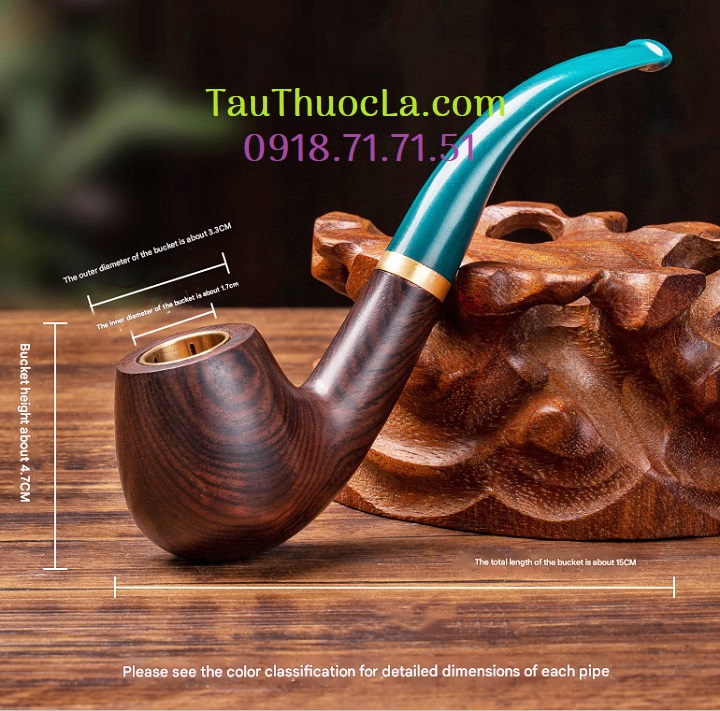 Tẩu mun MU-305 cối đồng sâu, 6 khe, 3 in1 (sợi + điếu x2 cỡ)