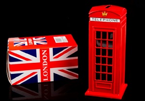 Mô hình buồng điện thoại kiêm hộp tiết kiệm tiền, biểu tượng của London (14cm)