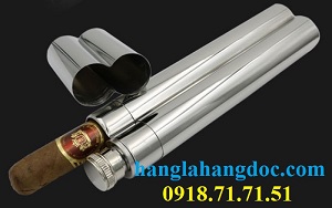 Ống đựng 01 điếu xì gà kiêm bình đựng rượu, bằng inox tiện dụng