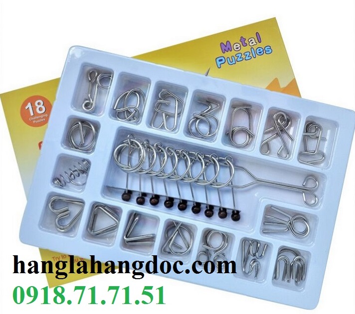 Trò chơi thử thách tháo lắp vòng sắt 18 món (Metal puzzle set of 18)