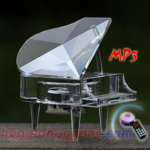 Hộp nhạc piano pha lê trắng MP3 (cỡ đại)