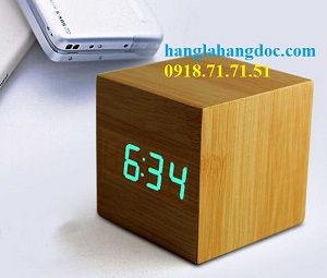 Đồng hồ led cục gỗ hình vuông (Cube Wooden Clock)