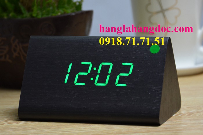 Đồng hồ gỗ chữ số led để bàn siêu nét hình chữ nhật, tam giác, vuông - 33