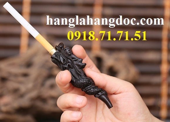 Tẩu rồng khắc thủ công nguyên con gỗ mun cao cấp (cỡ nhỏ)