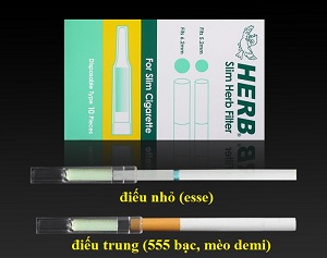 Tẩu lọc Nhật Bản Herb 2 in 1, cho điếu nhỏ (esse) - điếu trung (555 bạc silver, mèo demi)