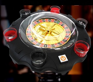 Vòng quay ăn nhậu Drinking Roulette 06 ly, dùng pin, nắp nhựa trong suốt