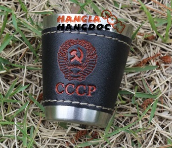 Ly rượu inox bọc da logo CCCP 60ml