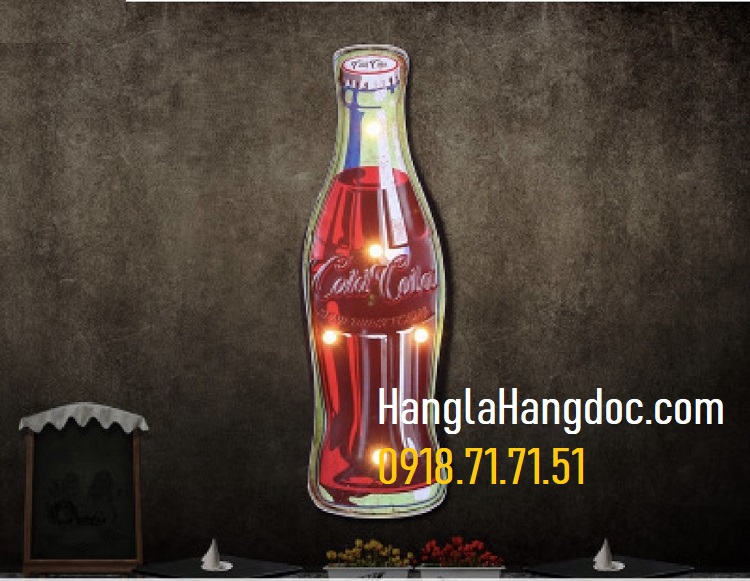 Hộp đèn chai Coca khổng lồ ánh sáng vàng retro cao 54cm