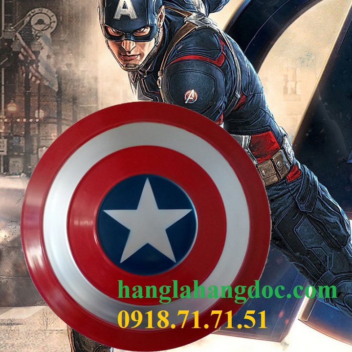 Khiên sắt 47,5cm Captain America treo trường quán/ beer bar