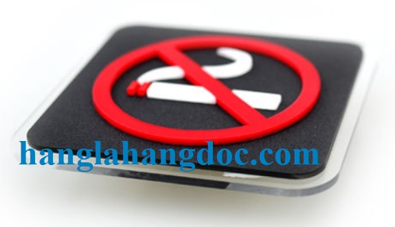 Biển báo 3D logo cấm hút thuốc lá dán tường 