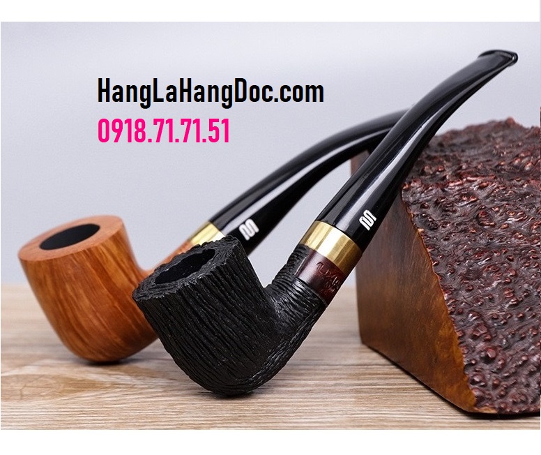 Tẩu gỗ thạch nam (briar pipe) hút thuốc lào MX-918 khoen vàng