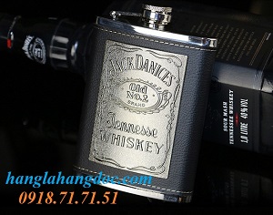 Bình rượu Honest 8oz bọc da logo Jack Daniel's (240ml)
