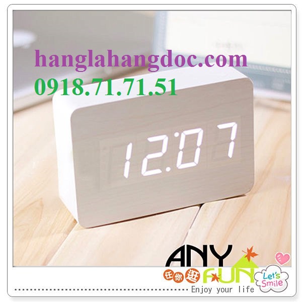 Đồng hồ gỗ chữ nhật Zhangjin để bàn LED trắng (cỡ nhỏ)