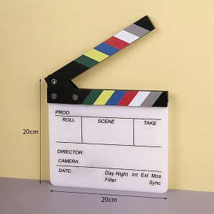 Bảng clapper board, đạo cụ quay phim bằng nhựa viết bút lông (20x20cm)