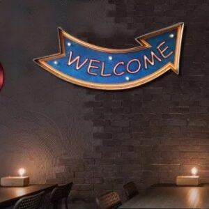 Bảng hộp đèn WELCOME phong cách retro vintage chuyên bar cafe