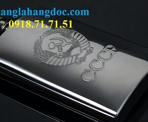 Bi đông đựng rượu inox  64oz (2L) bao da, dập nổi logo CCCP