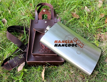 Bình Rượu inox cổ điển Hip Flask, túi da CCCP 128oz (3.8L)