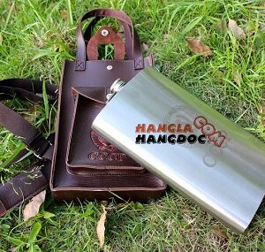 Bình Rượu inox cổ điển Hip Flask, túi da CCCP 128oz