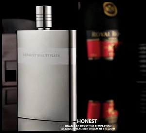 Bình đựng rượu inox Honest mini bỏ túi 5oz (150ml), sọc ngang cá tính