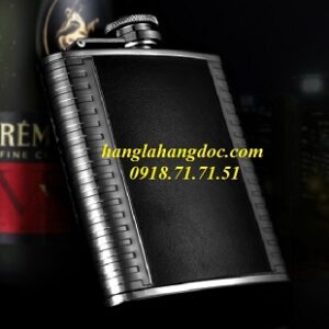 Bình inox hip flask chứa rượu bọc da 8oz