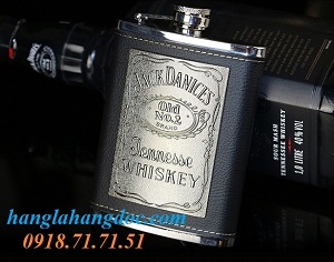 Bình rượu Honest 8oz bọc da logo Jack Daniel’s (240ml)