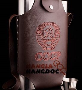 Bình rượu inox CCCP 48 oz bao da cá tính