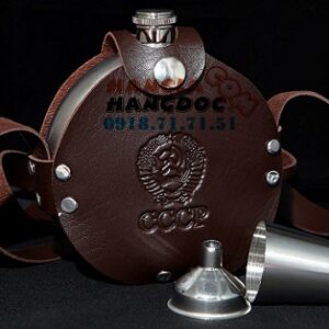 Bình rượu inox Hip Flask 8oz tròn bao da logo CCCP