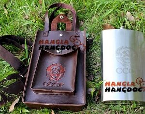 Bình rượu inox Hip Flask CCCP 178oz túi xách da