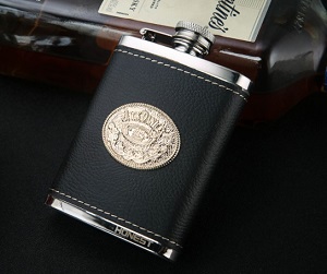 Bình rượu inox Honest 4oz (120ml), bọc da logo Jack Daniel’s