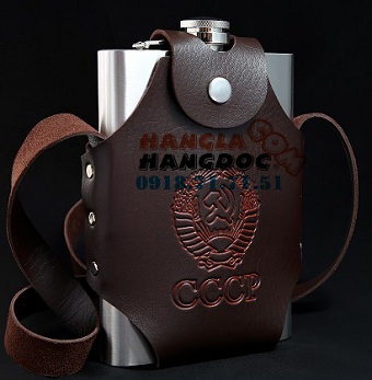 Bình rượu inox cổ điển Hip Flask CCCP 20oz bao da