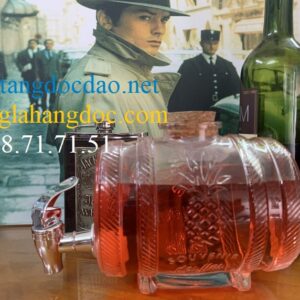 Bình thủy tinh đựng rượu 1L kiểu thùng rượu chuyên bar