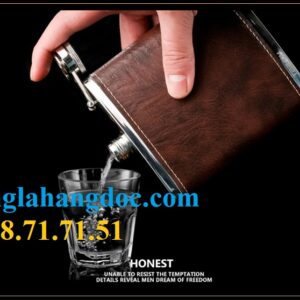 Bình tông bỏ túi inox bọc da Honest 7oz cao cấp