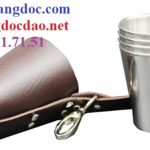 Bộ 04 ly rượu inox 70ml, kèm bao da treo sang trọng