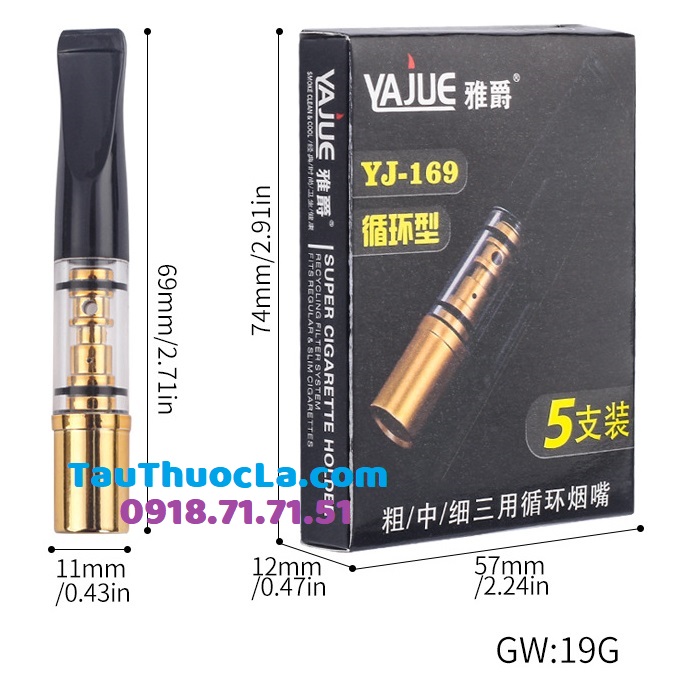 Bộ 5 tẩu Yajue YJ-169 hút điếu lớn, trung và nhỏ/ esse