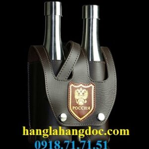 Bộ bình rượu inox 02 chai CCCP, bao da rời 1 lít