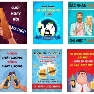 Bộ tranh thiếc 20×30 tiếng Việt trang trí chuyên bar club, quán nhậu cực chất