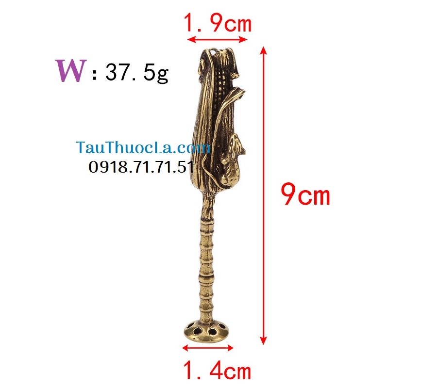 Cây nhồi tẩu kim loại hình con sóc leo cây bắp