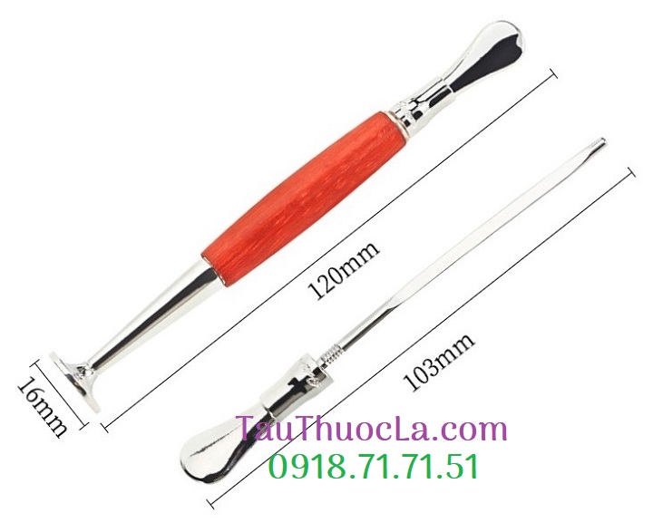 Cây nhồi vệ sinh tẩu F-99 ốp gỗ mun/ cẩm lai 3 in 1